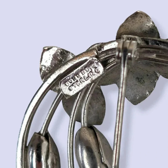 🍁Vintage Bond Boyd Sterling Floral Circle Brooch - Picture 4 of 6